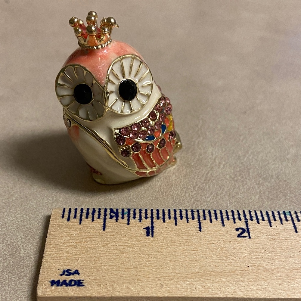 Elegant Owl Trinket Box with Crown